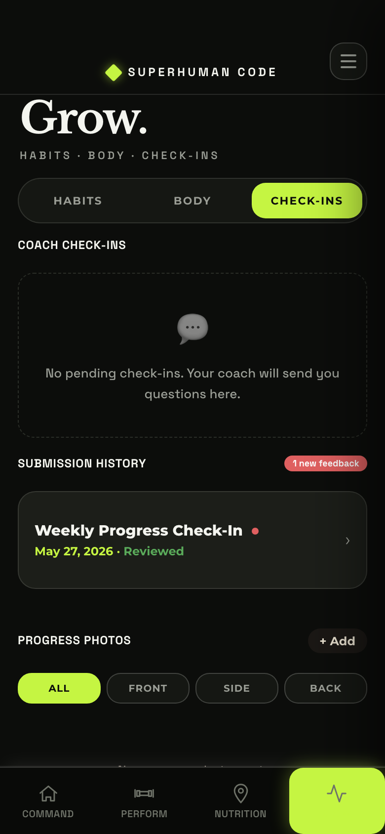 Weekly check-ins in the app