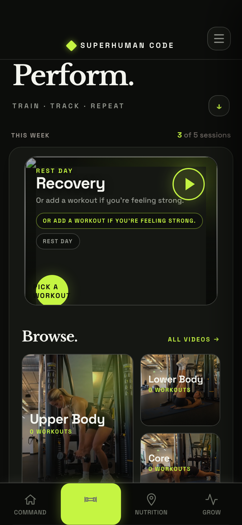 Training plans in the app